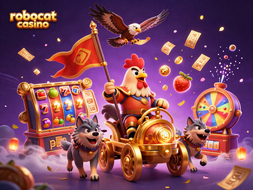 Experience the thrill of robocat casino with a vibrant scene filled with dynamic gaming elements.